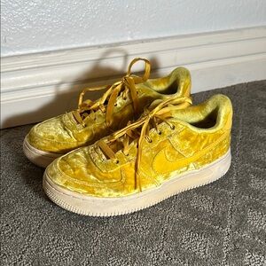 Nike Air. Air Force 1, Yellow Velvet Sneakers